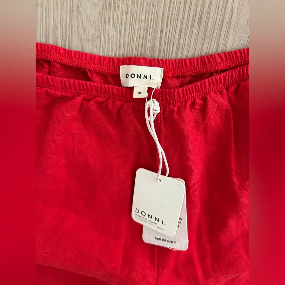 DONNI. Red linen pants tomato M - Picture 2 of 3